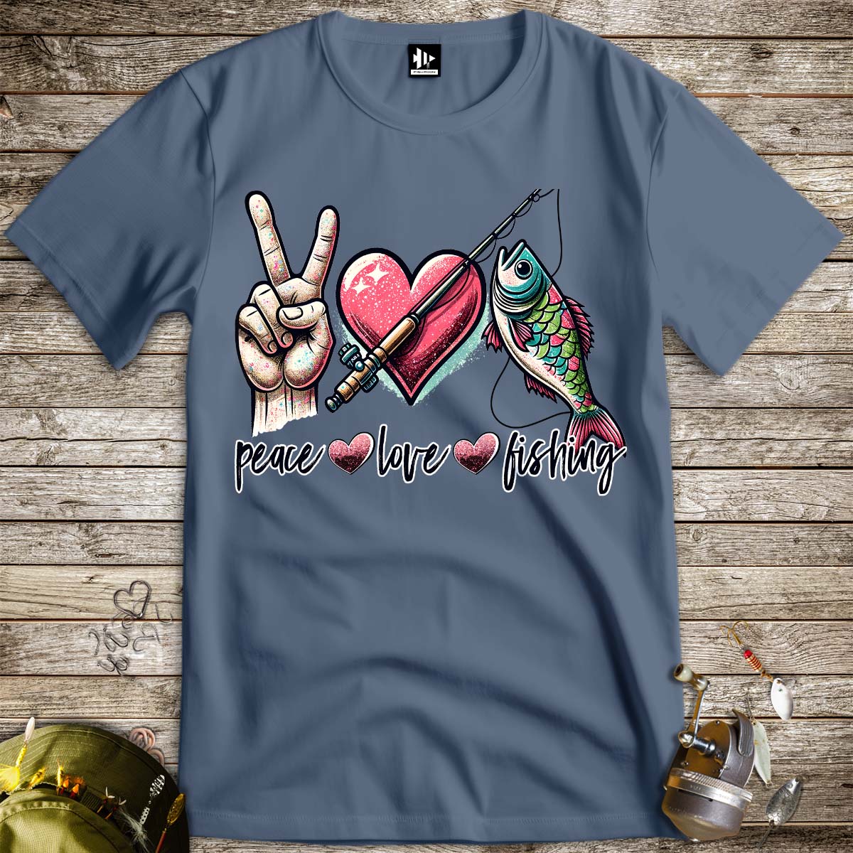 Peace Love Fishing Tee-funny fishing t shirt-FISH-ROOM LLC