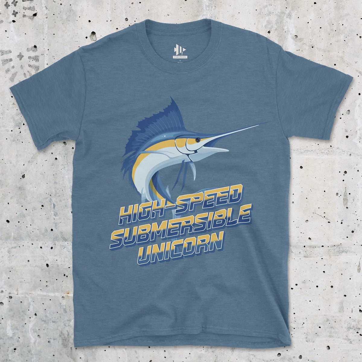 Heather Indigo, High-Speed Submersible Unicorn Tee – fish-room