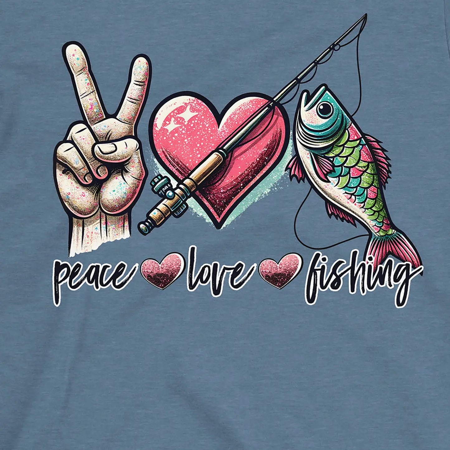 Heather Indigo, Peace Love Fishing Tee – fish-room