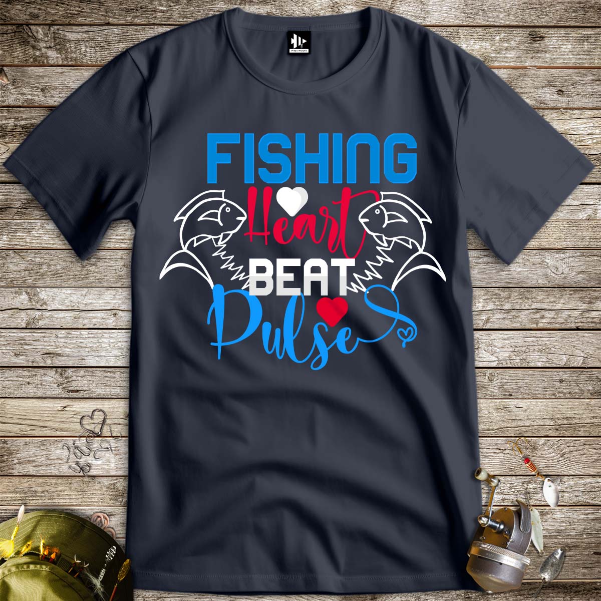 Fishing Heart Beat Pulse Tee-funny fishing t shirt-FISH-ROOM LLC