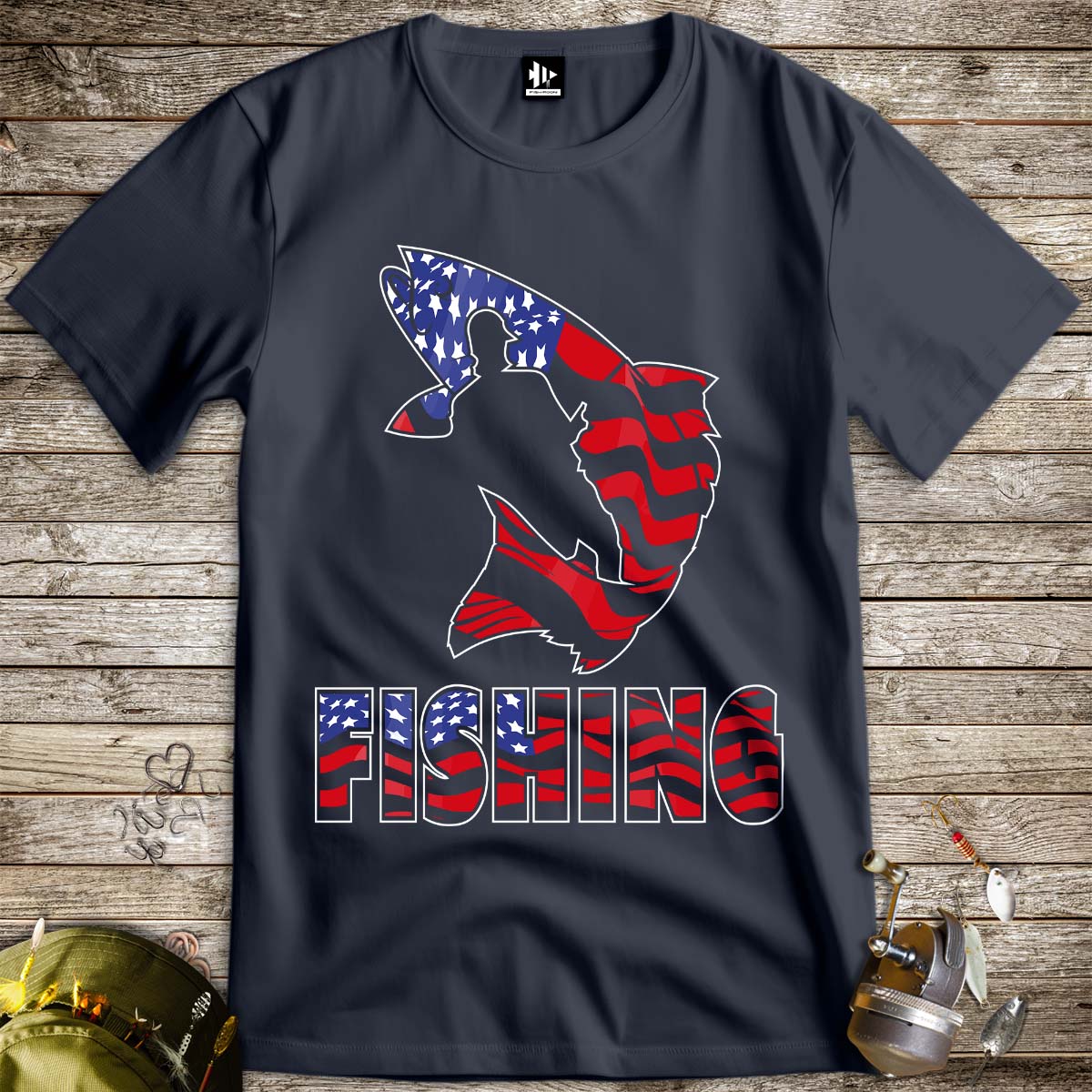 Fishing USA Tee-funny fishing t shirt-FISH-ROOM LLC