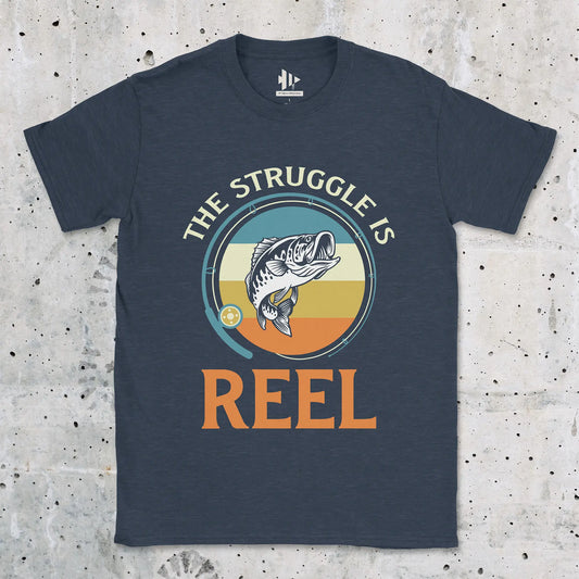 Heather Navy, The Struggle Is Reel Tee – fish-room