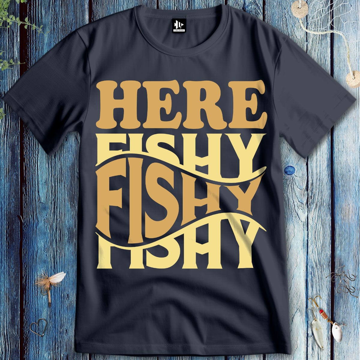 fish-room llc T-Shirt Heather Navy / S Here Fishy Fishy T-Shirt