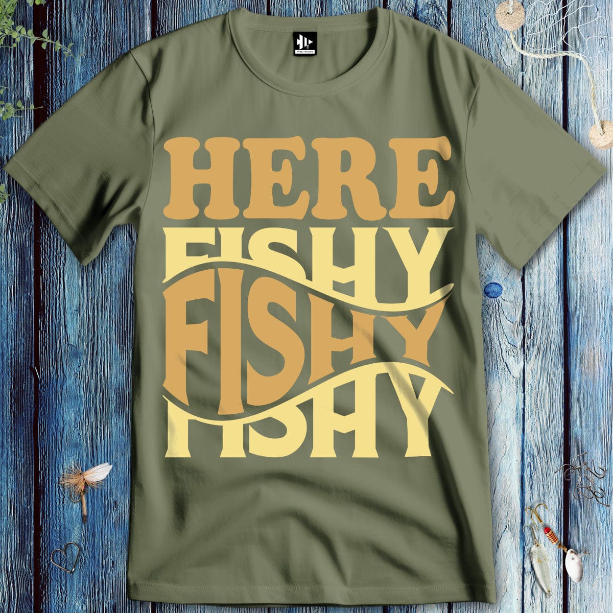 fish-room llc T-Shirt Military Green / S Here Fishy Fishy T-Shirt