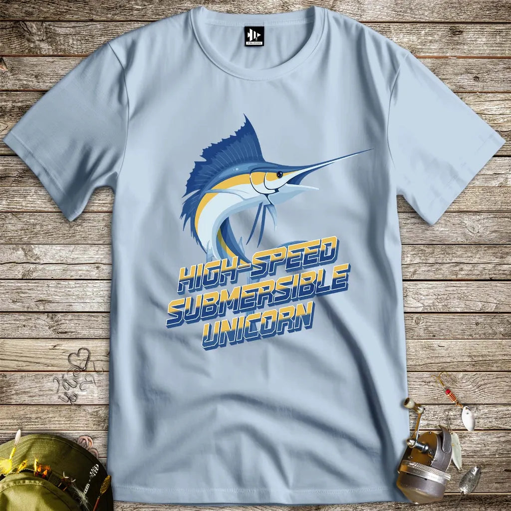 High-Speed Submersible Unicorn Tee Light Blue T-Shirt