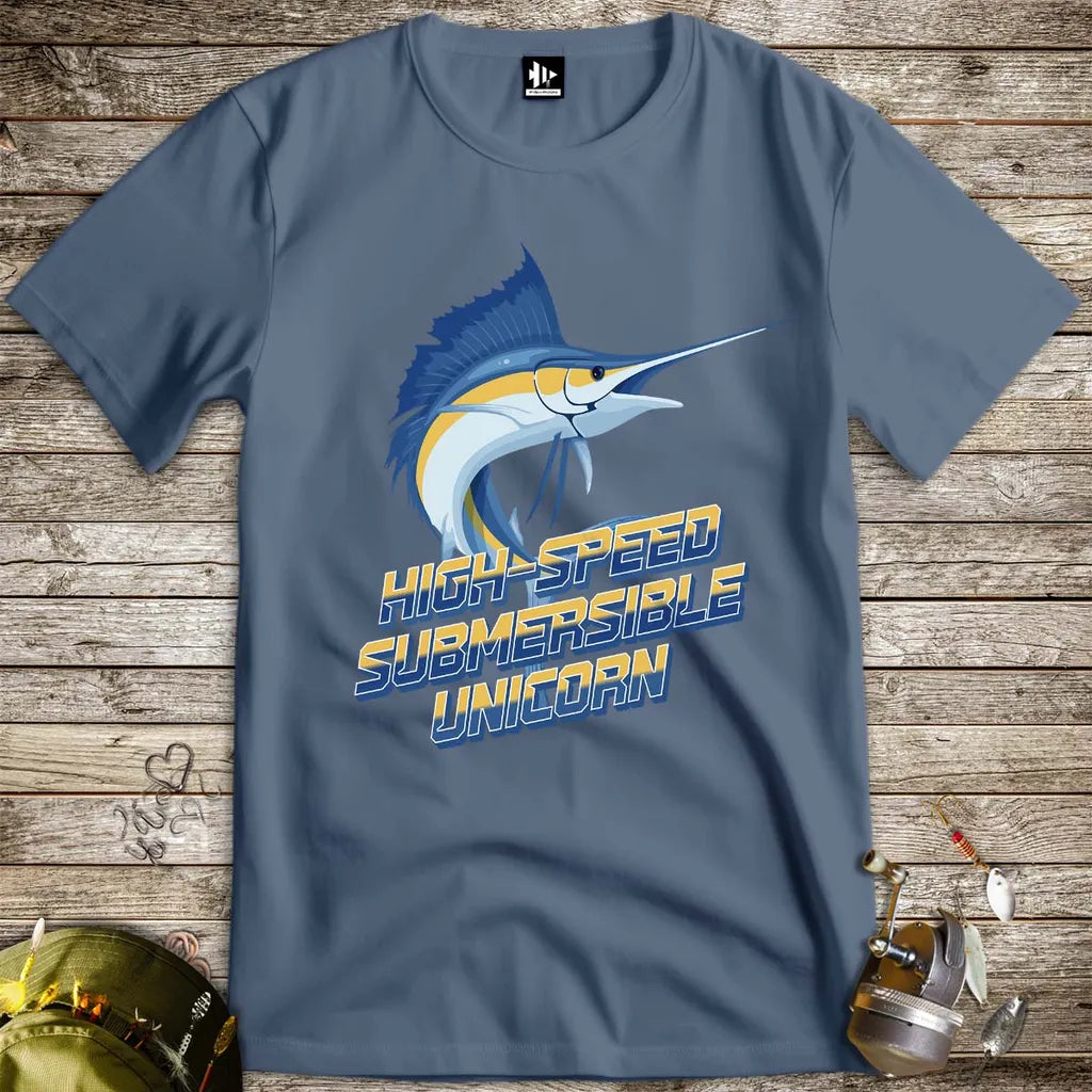 High-Speed Submersible Unicorn Tee Heather Indigo T-Shirt