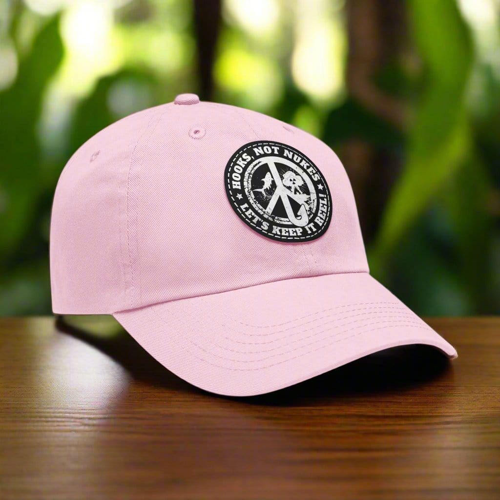 fish-room llc Hats Light Pink / Black patch / Circle / One size Hooks, Not Nukes – Let’s Keep It Reel! Dad Hat