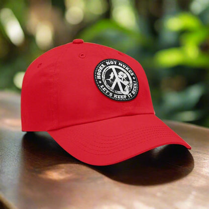 fish-room llc Hats Red / Black patch / Circle / One size Hooks, Not Nukes – Let’s Keep It Reel! Dad Hat