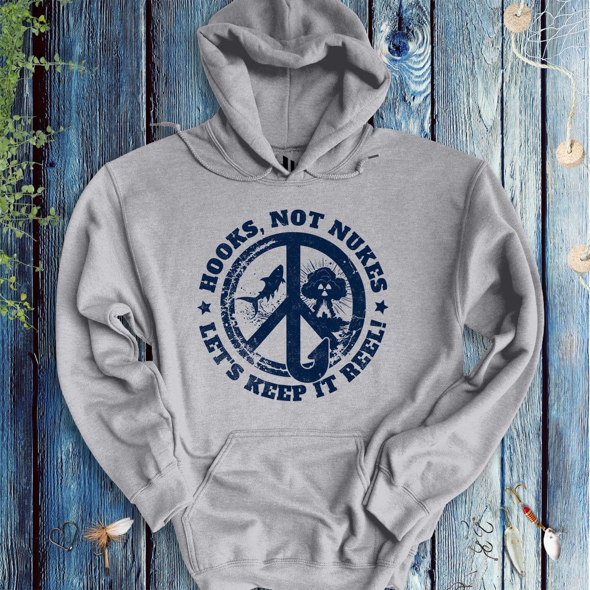 Hooks, Not Nukes – Let’s Keep It Reel! Hoodie-funny fishing t shirt-FISH-ROOM LLC