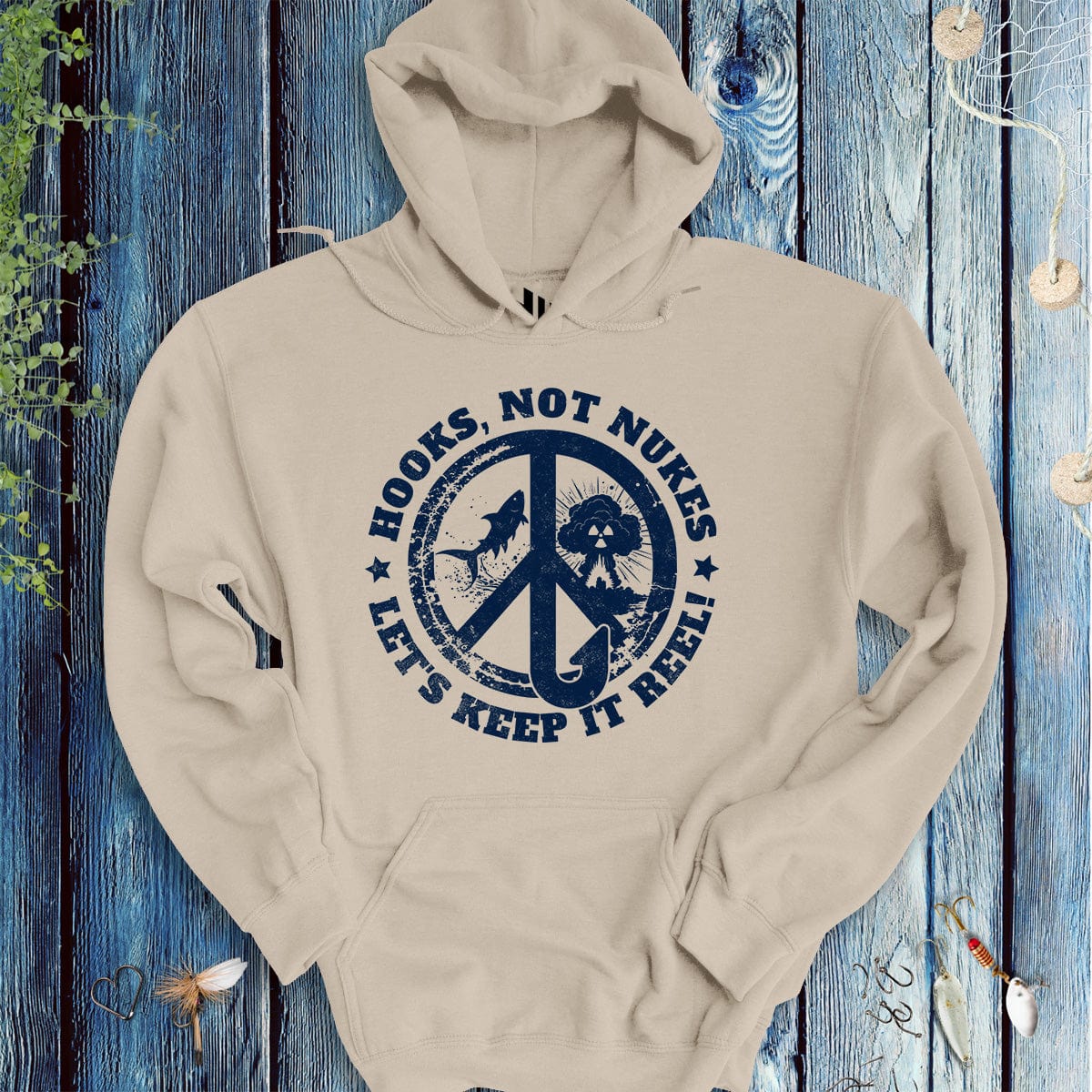 Hooks, Not Nukes – Let’s Keep It Reel! Hoodie - FISH - ROOM LLC