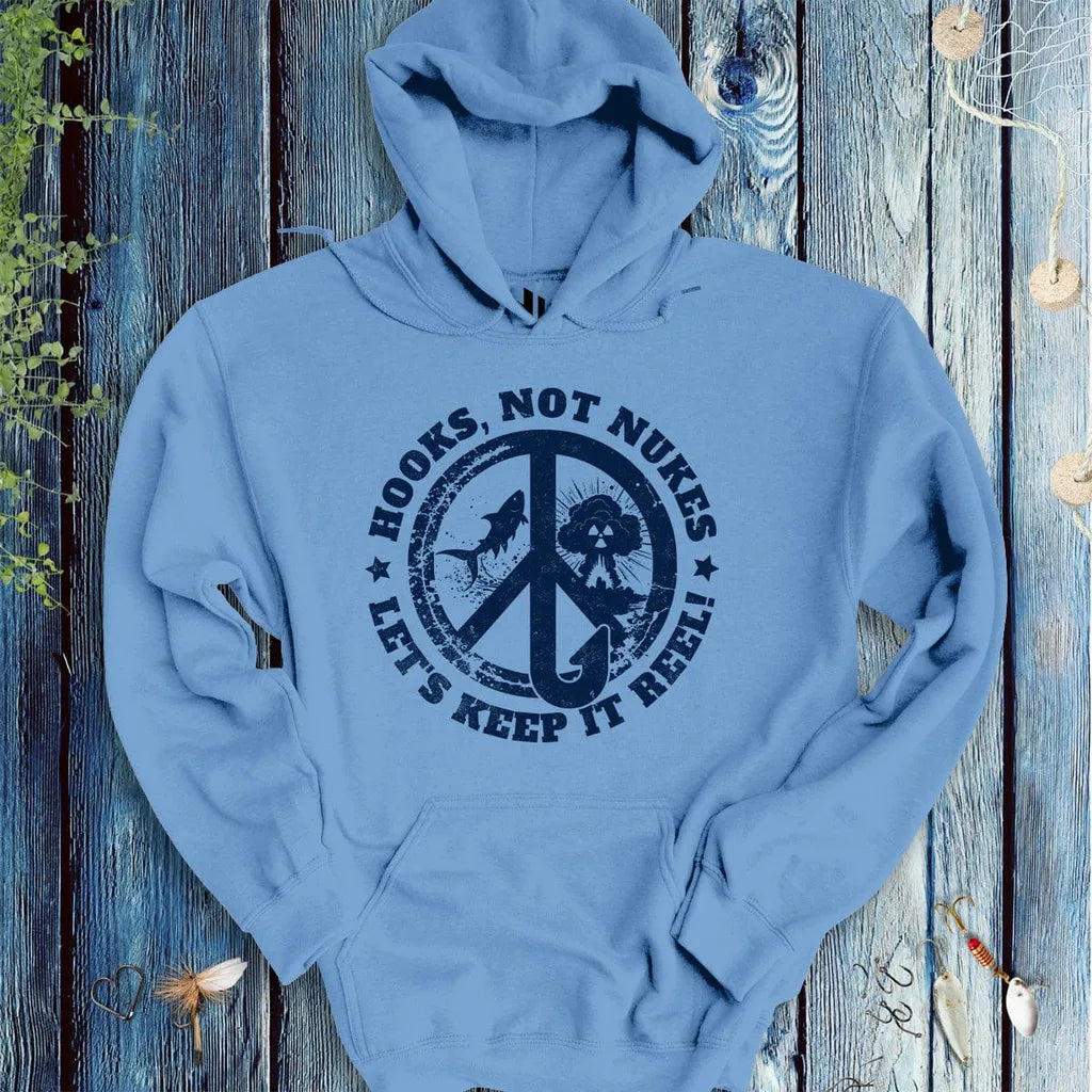 Hooks, Not Nukes – Let’s Keep It Reel! Hoodie - FISH - ROOM LLC