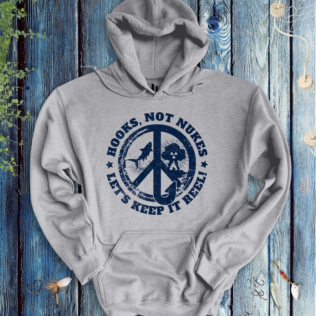 Hooks, Not Nukes – Let’s Keep It Reel! Hoodie - FISH - ROOM LLC