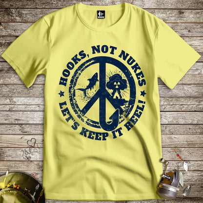 Hooks, Not Nukes – Let’s Keep It Reel! Tee - FISH - ROOM LLC