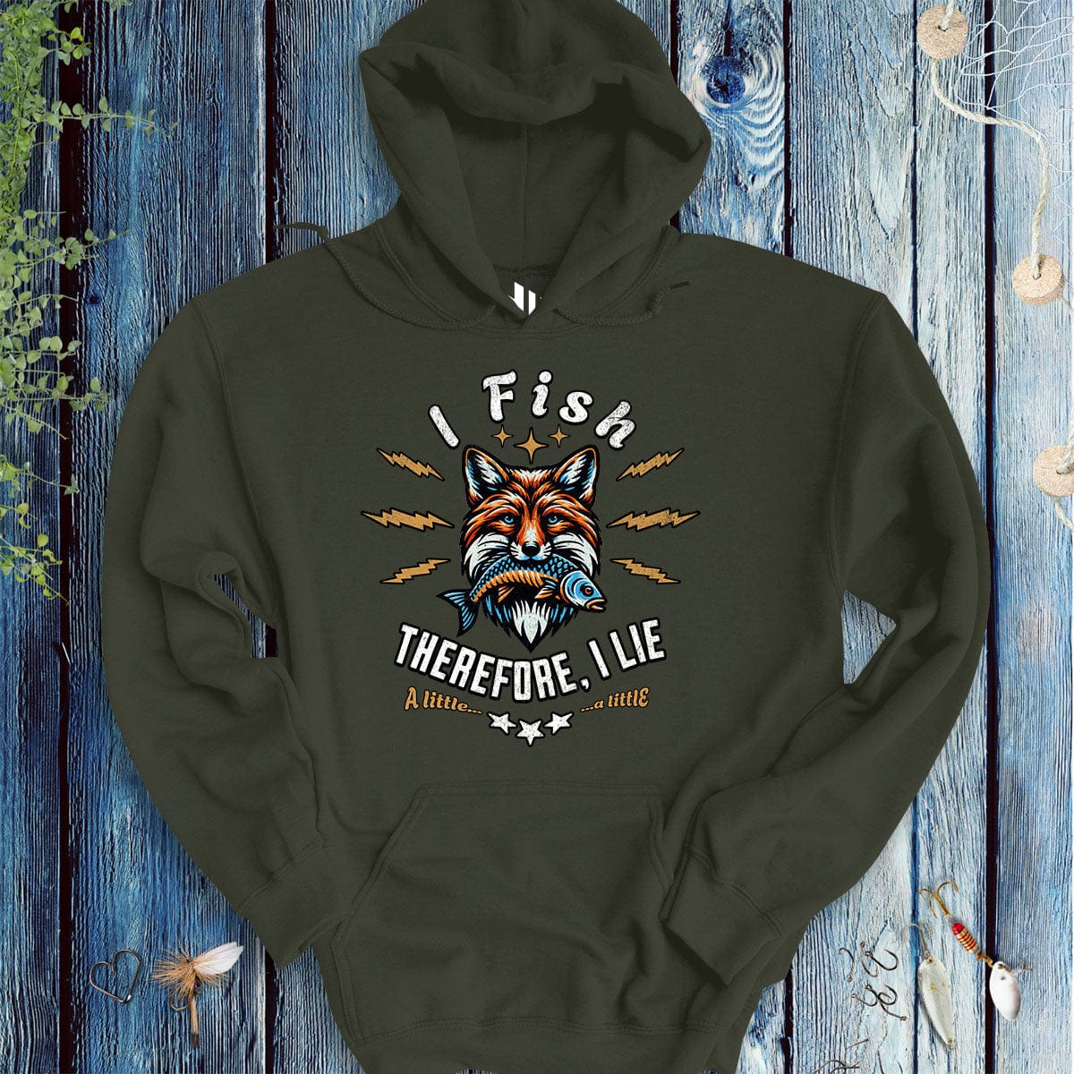 fish-room llc Hoodie Military Green / S I Fish, Therefore I Lie... A Little Hoodie