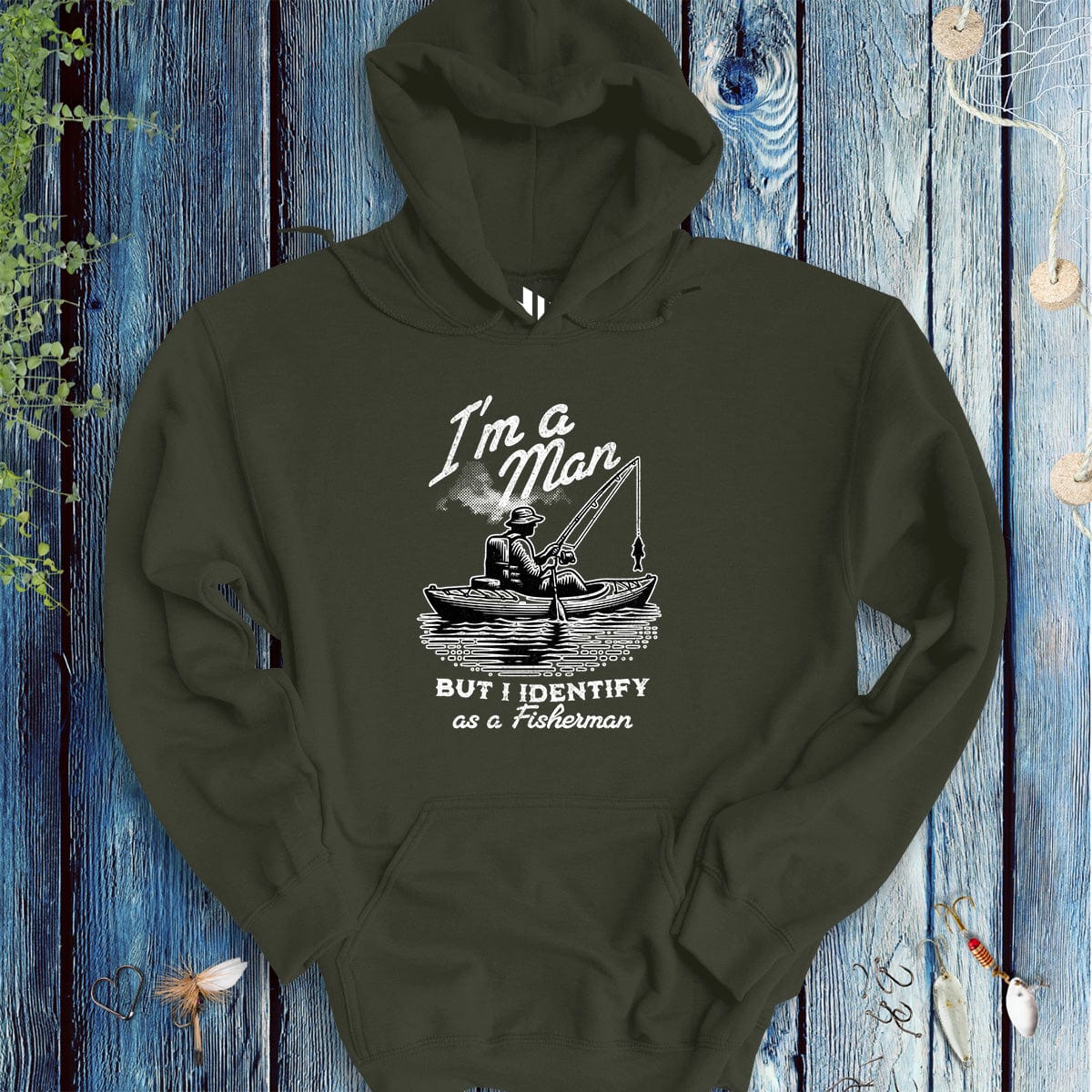 I'm a Man, But I Identify as a Fisherman Hoodie-funny fishing t shirt-FISH-ROOM LLC