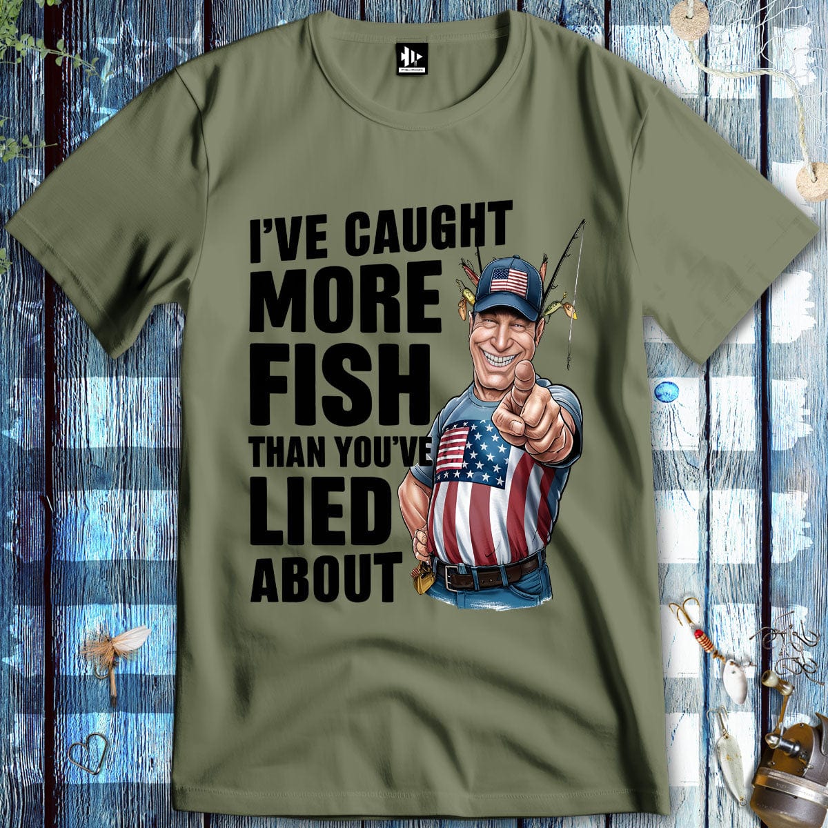 fish-room llc T-Shirt Military Green / S I've Caught More Fish Than You Lied About USA T-Shirt