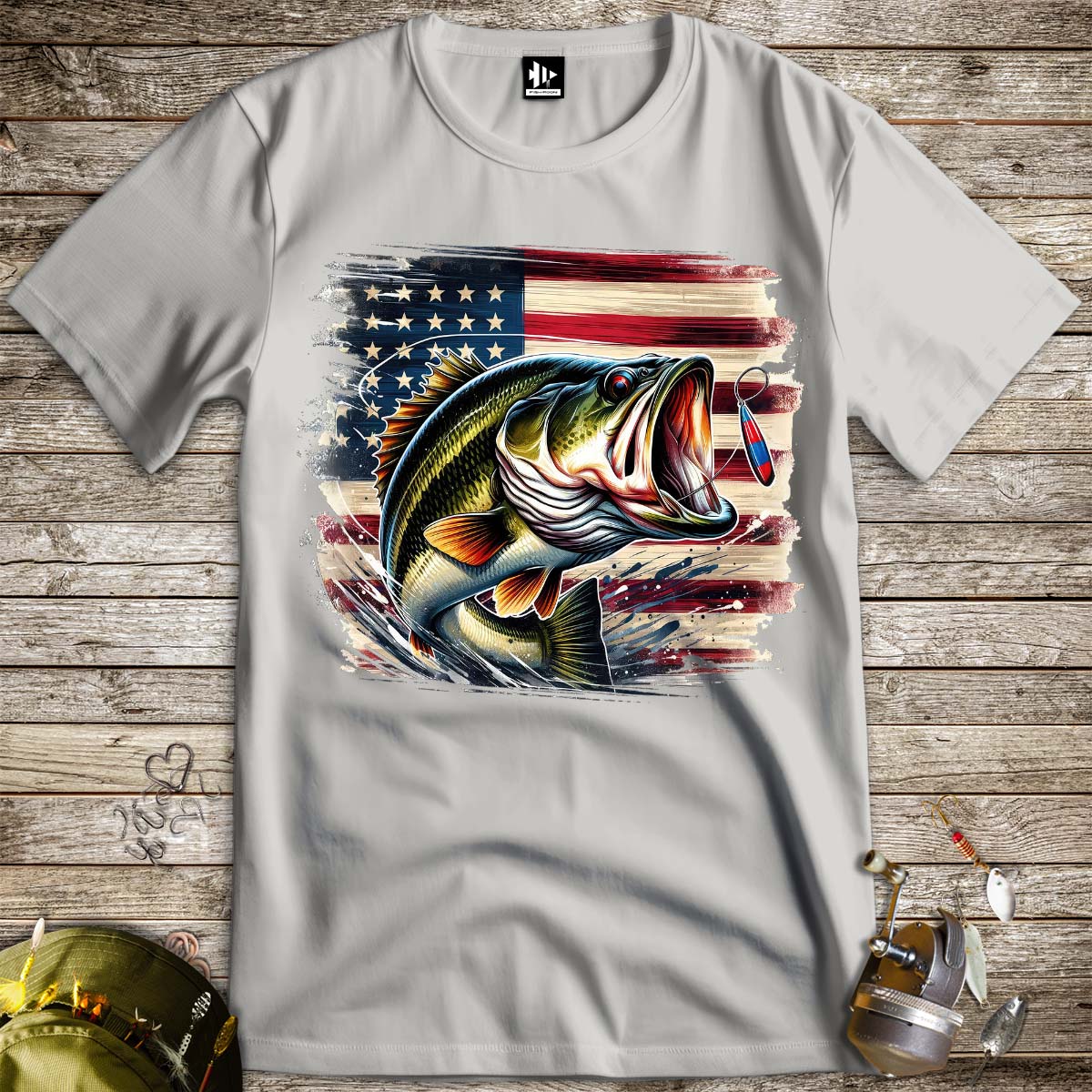 American Bass Tee-funny fishing t shirt-FISH-ROOM LLC