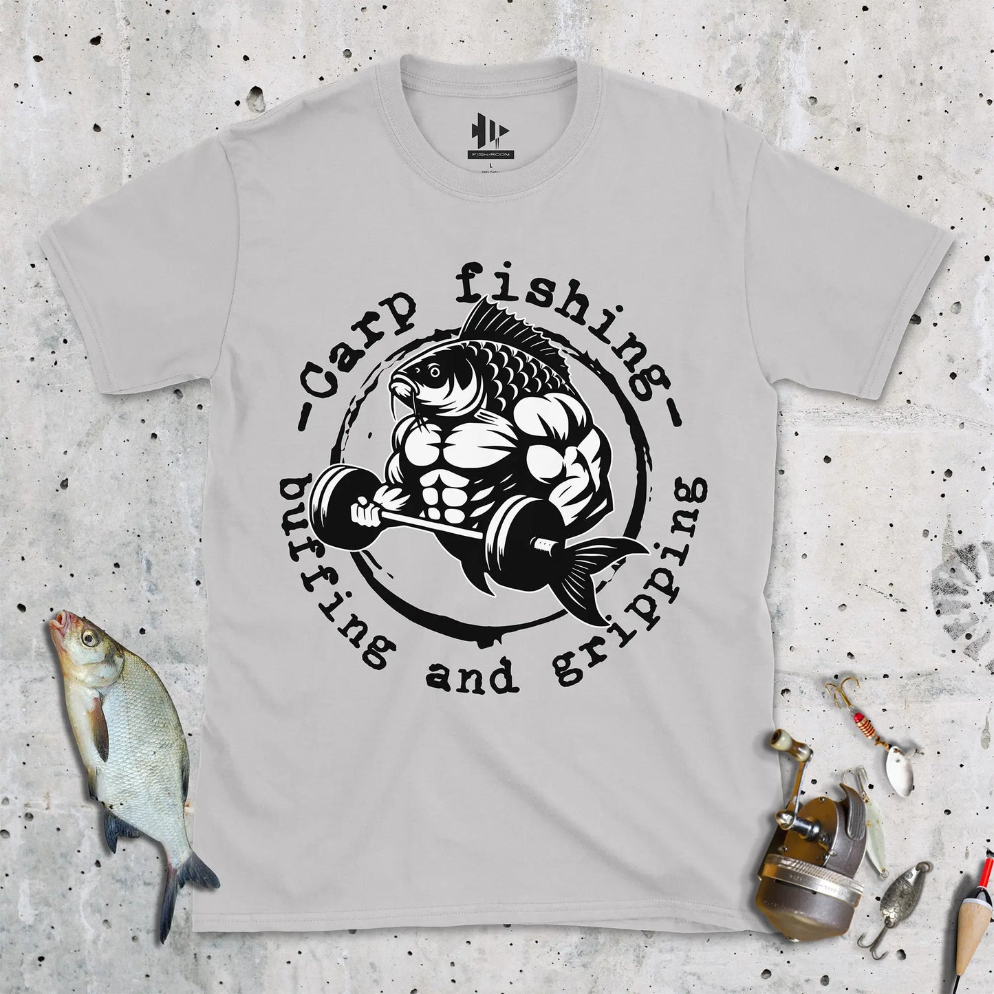 Ice Grey, Carp Fishing, Buffing and Gripping Tee – fish-room