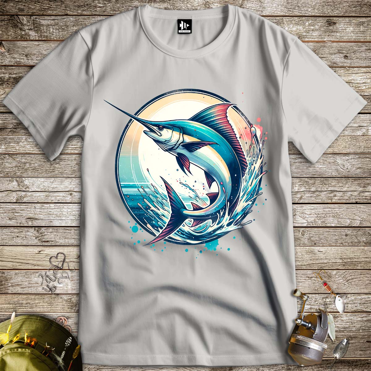 Swordfish Ocean Sunset Tee-funny fishing t shirt-FISH-ROOM LLC