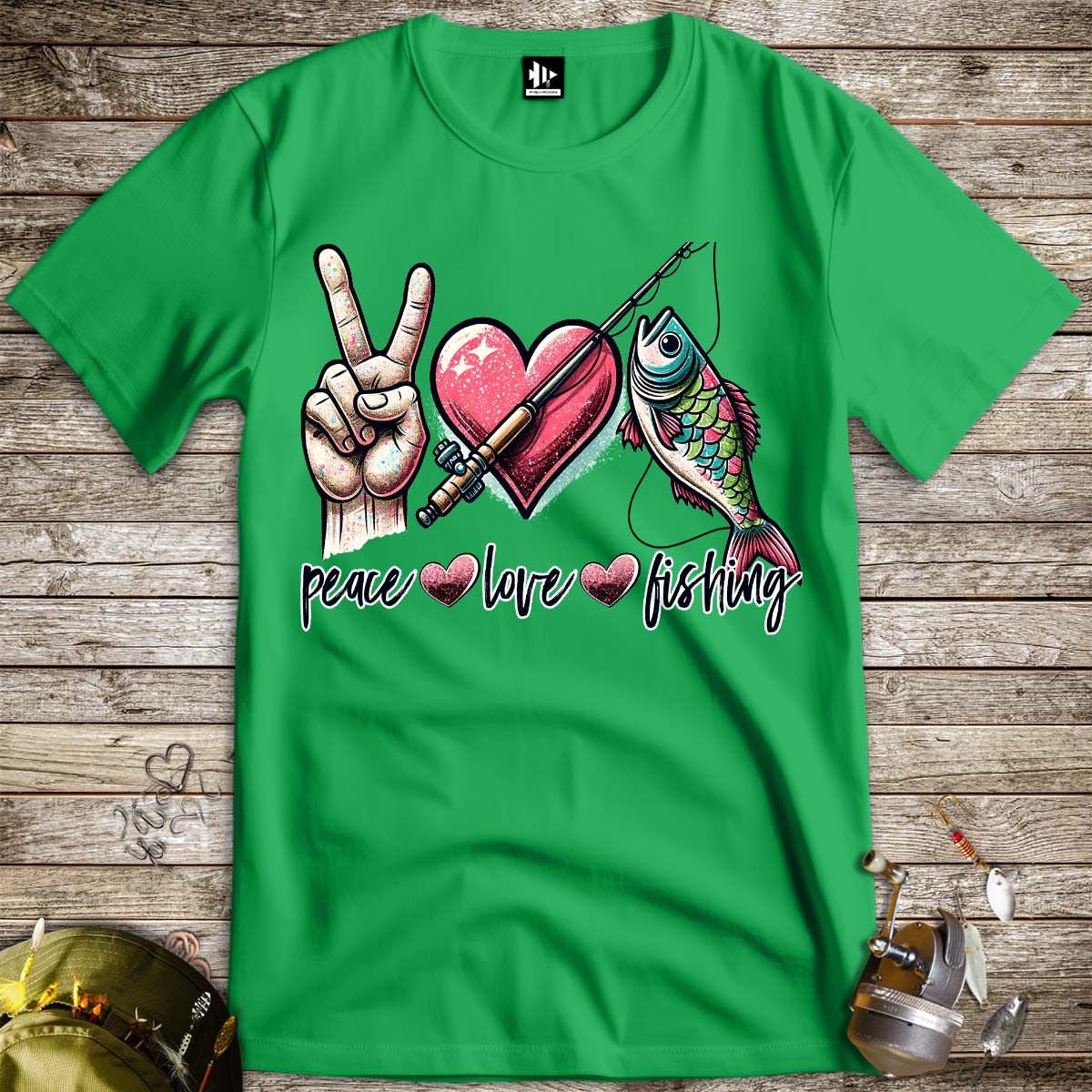 Peace Love Fishing Tee-funny fishing t shirt-FISH-ROOM LLC