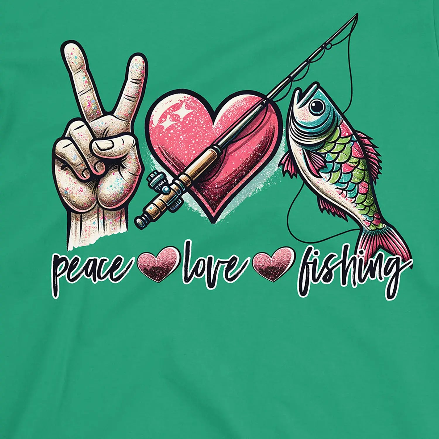 Irish Green, Peace Love Fishing Tee – fish-room