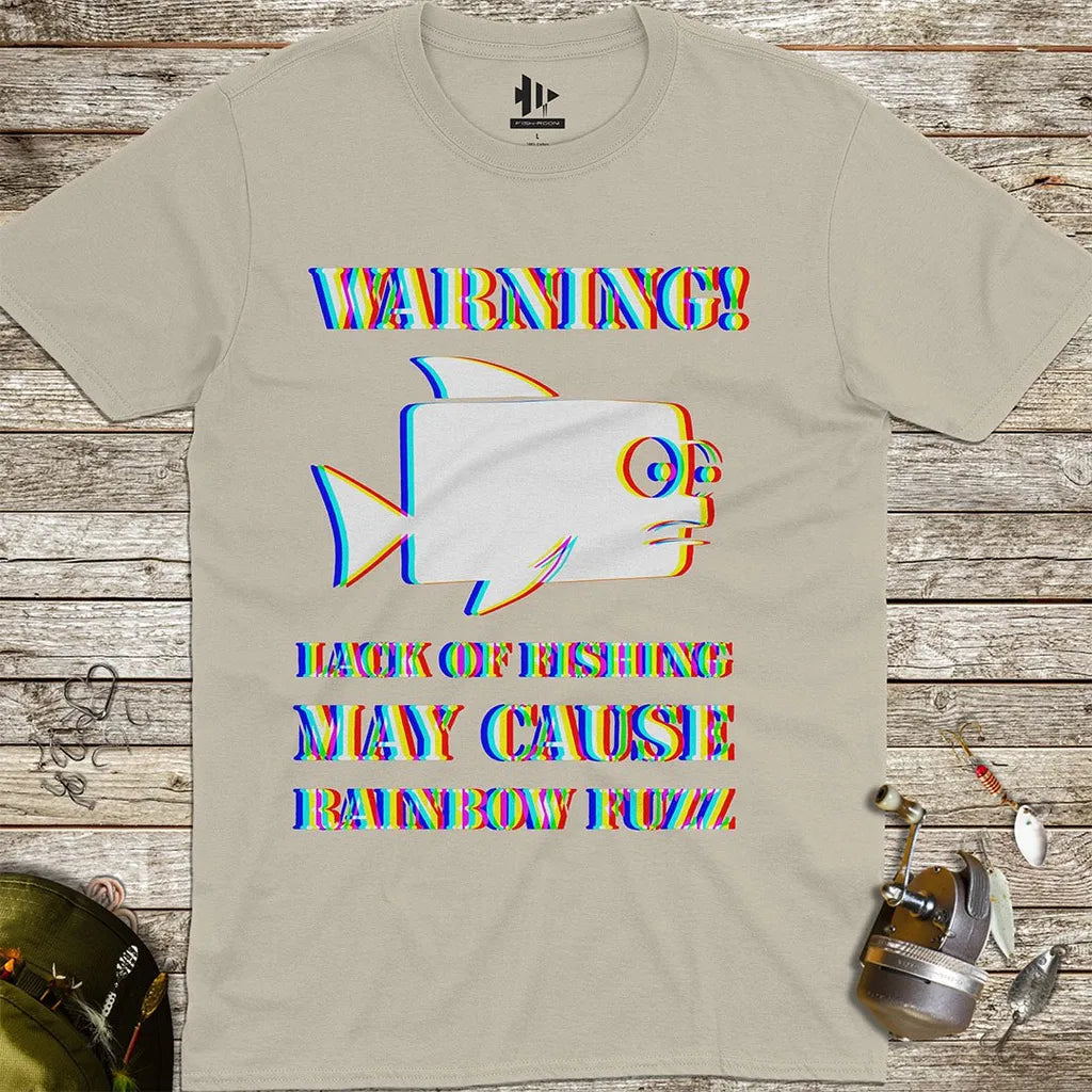 Lack of Fishing May Cause Rainbow Fuzz Tee - FISH - ROOM LLC