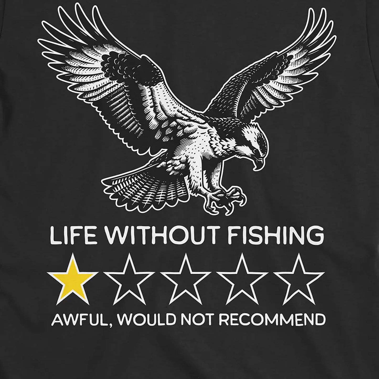 Black, Life without fishing: One-star review Tee – fish-room
