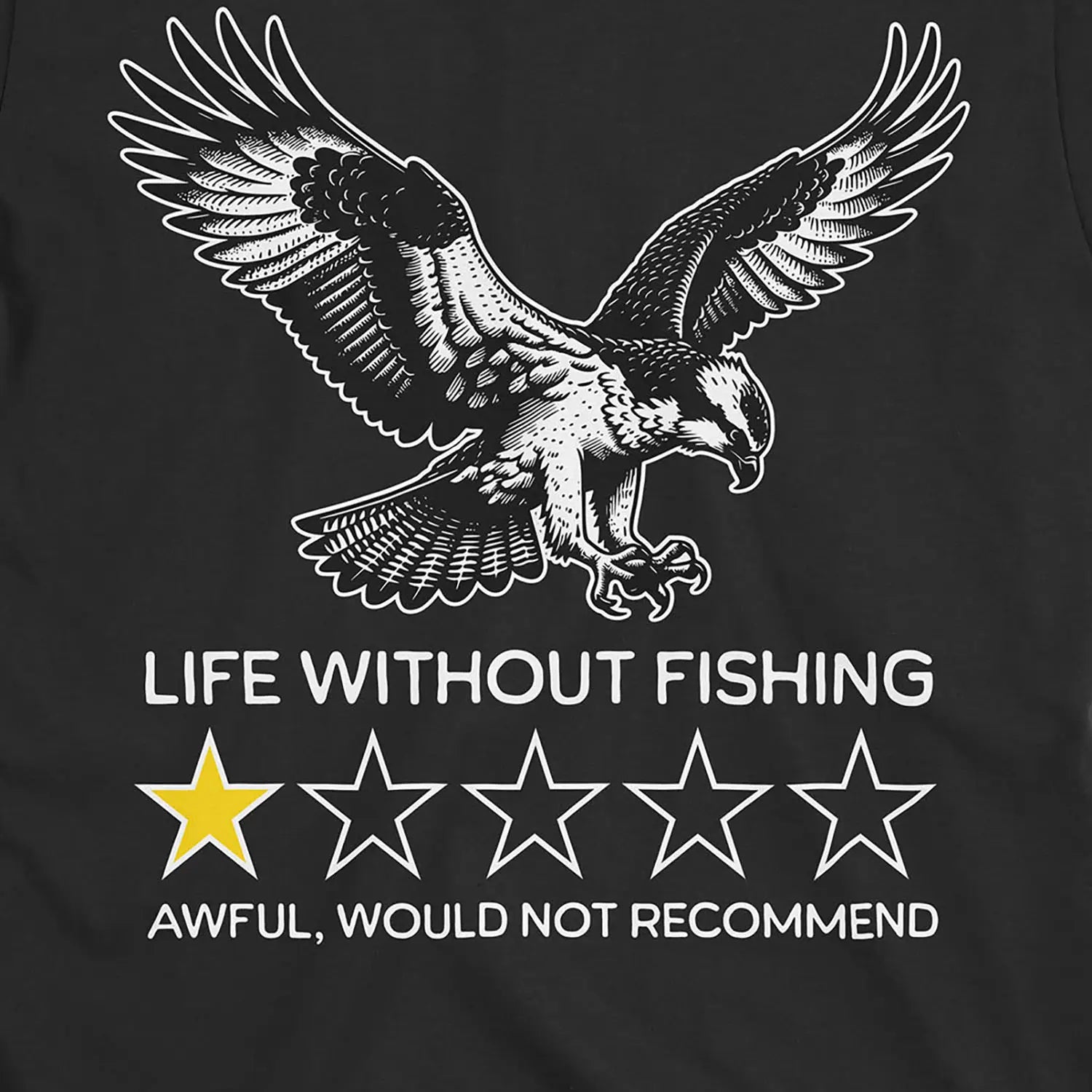 Black, Life without fishing: One-star review Tee – fish-room