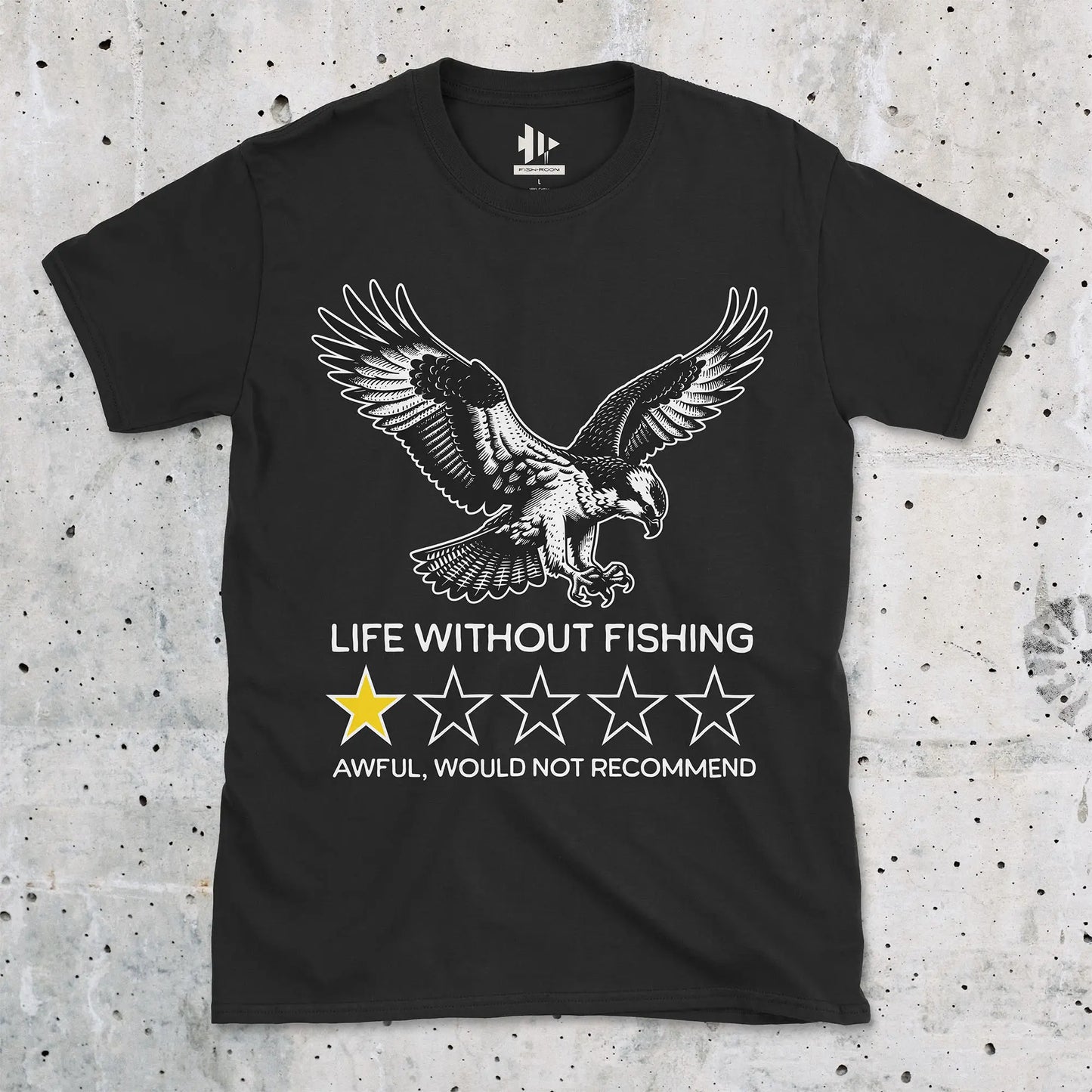 Black, Life without fishing: One-star review Tee – fish-room