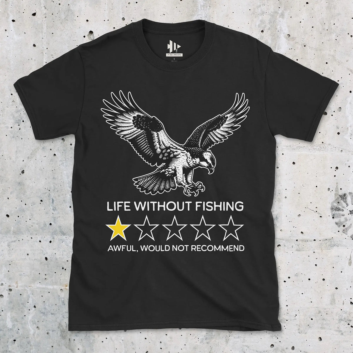 Black, Life without fishing: One-star review Tee – fish-room