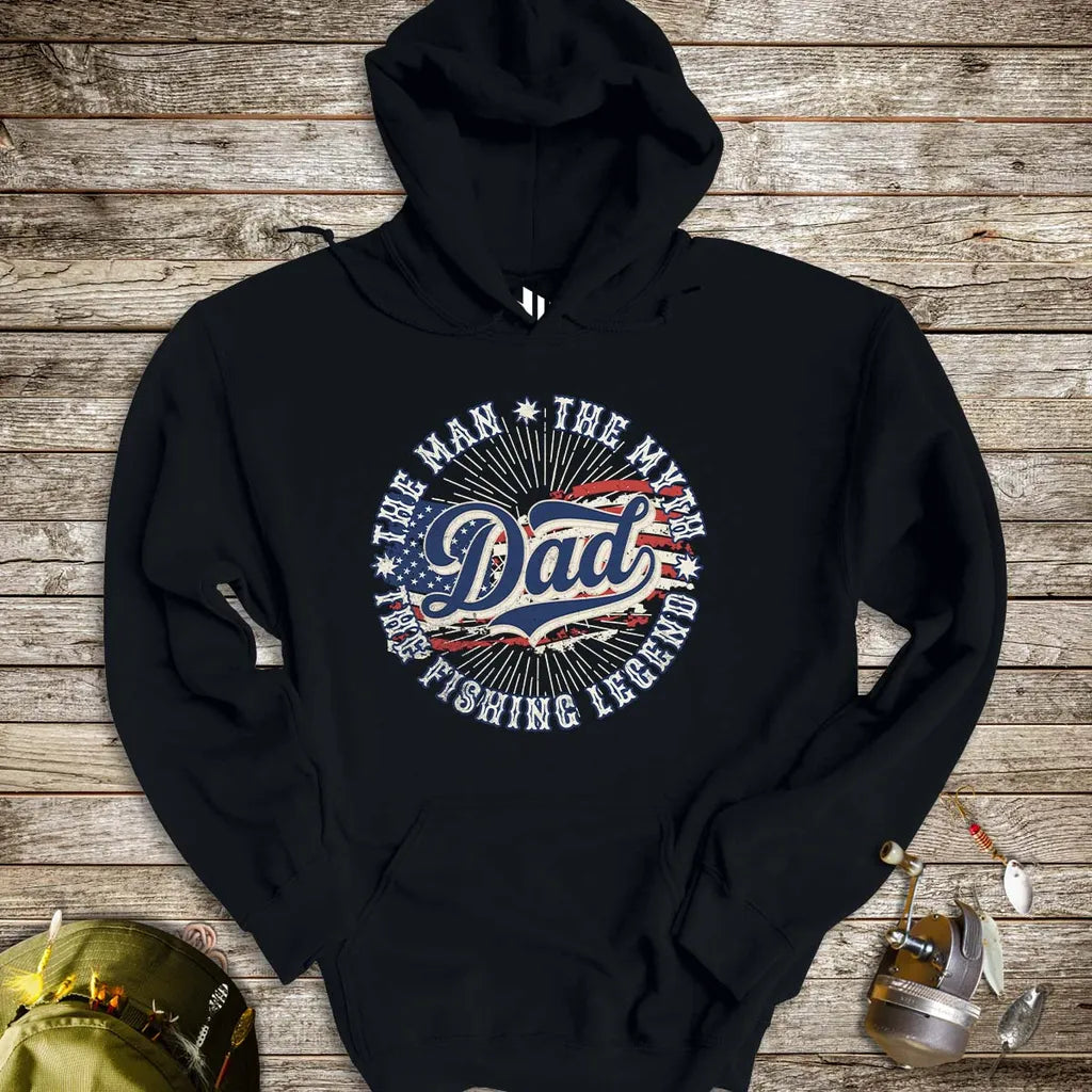 Legendary Dad Fishing Hoodie Black Hoodie