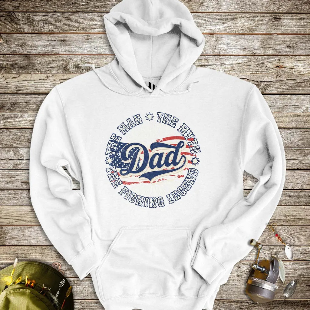 Legendary Dad Fishing Hoodie White Hoodie