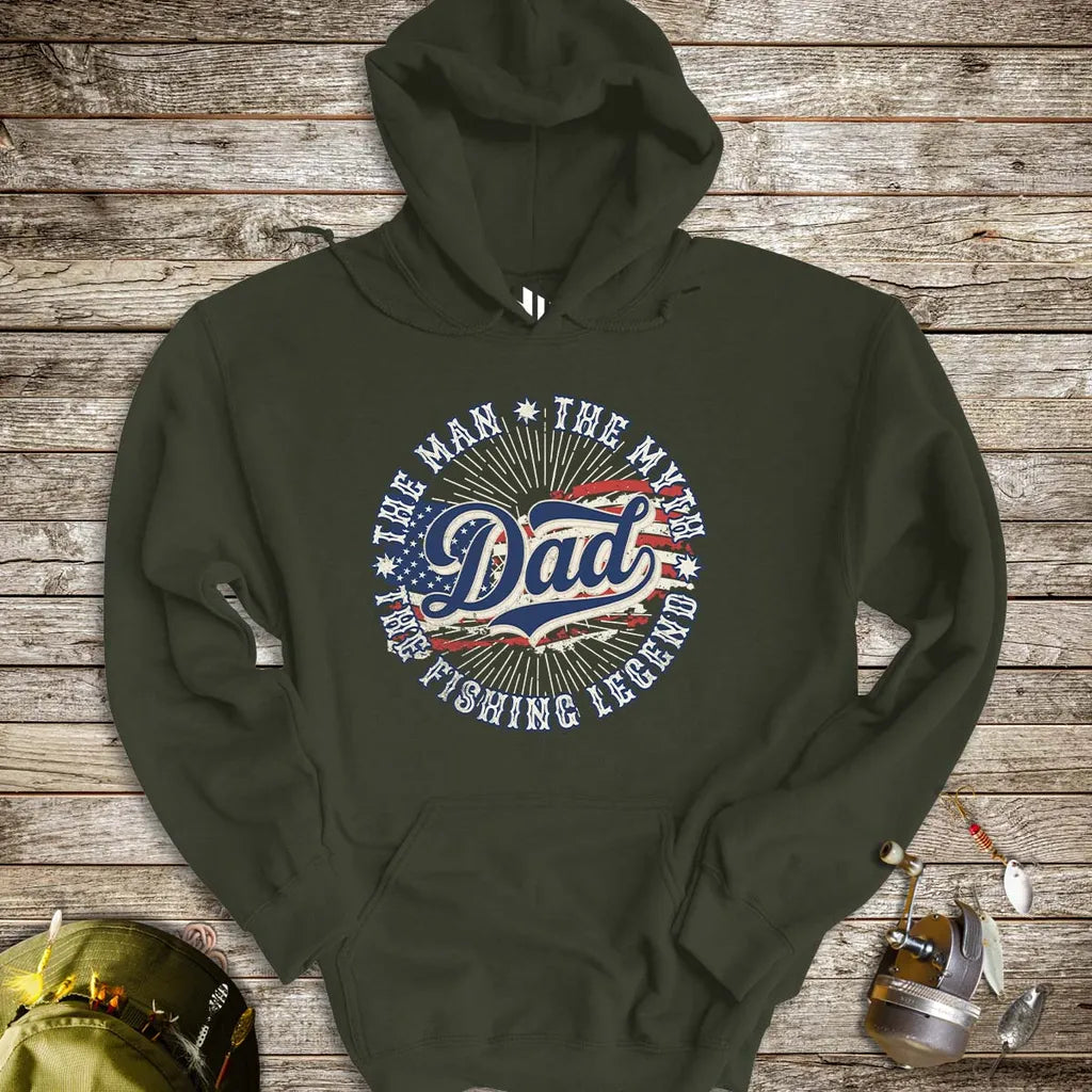Legendary Dad Fishing Hoodie Military Green Hoodie