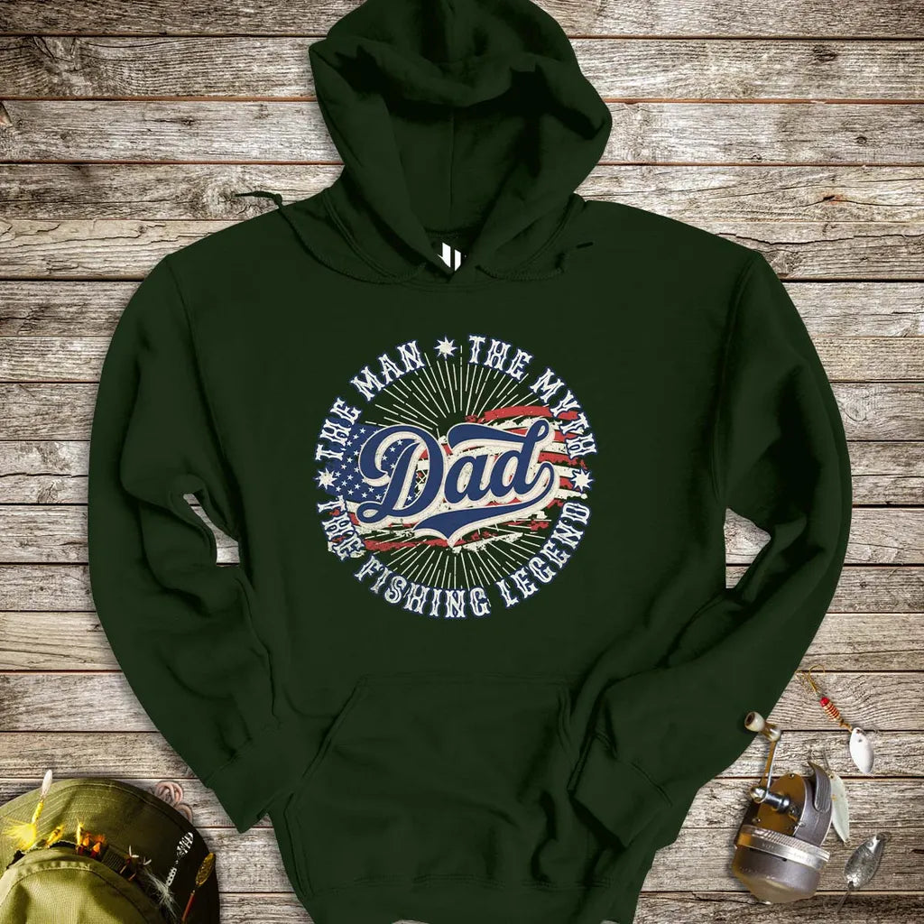 Legendary Dad Fishing Hoodie Forest Green Hoodie
