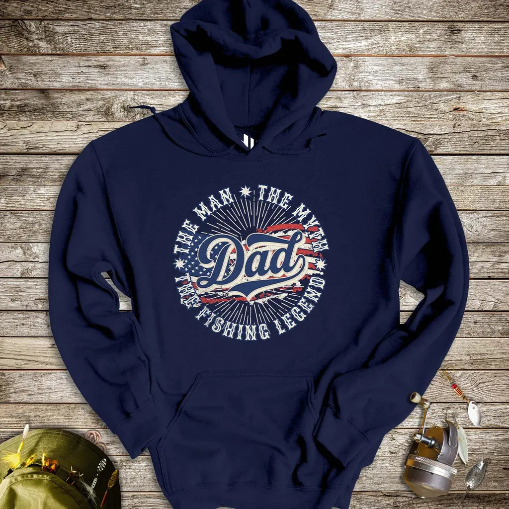 Legendary Dad Fishing Hoodie Navy Hoodie