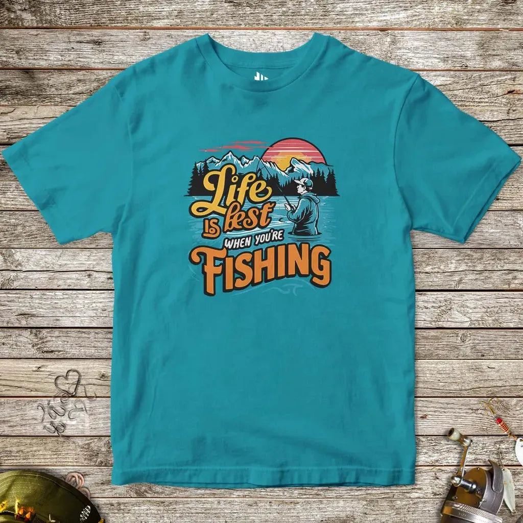Tropical Blue, Life is Best When You are Fishing Tee for Kids – fish-room