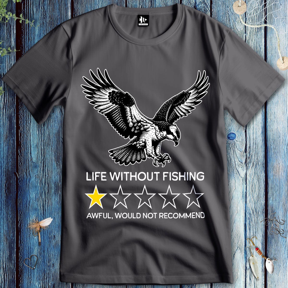 fish-room llc T-Shirt Charcoal / S Life without fishing: One-star review T-Shirt