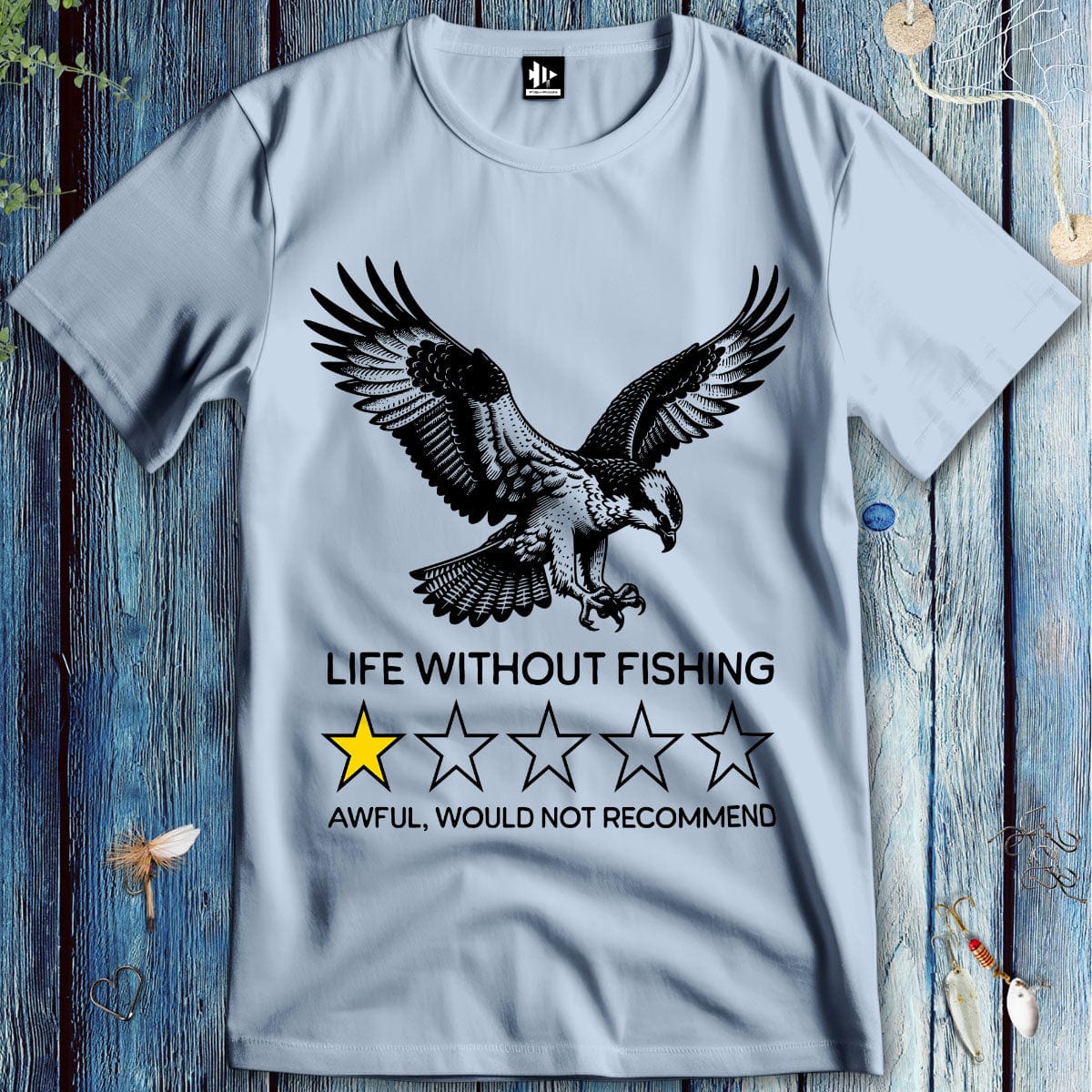 fish-room llc T-Shirt Light Blue / S Life without fishing: One-star review T-Shirt