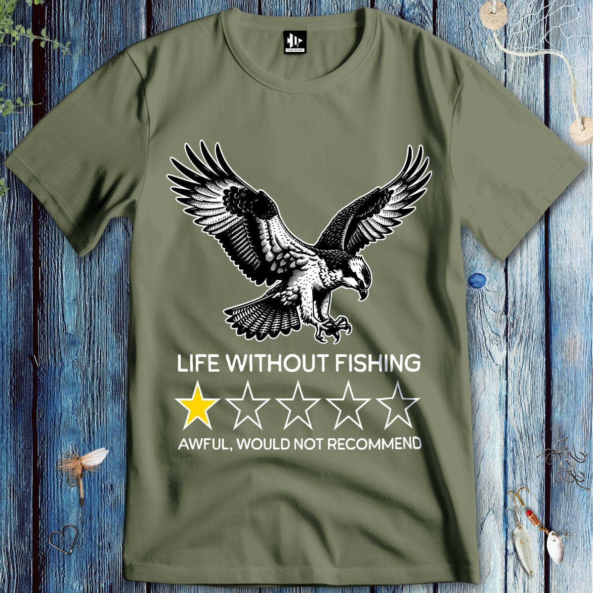 fish-room llc T-Shirt Military Green / S Life without fishing: One-star review T-Shirt