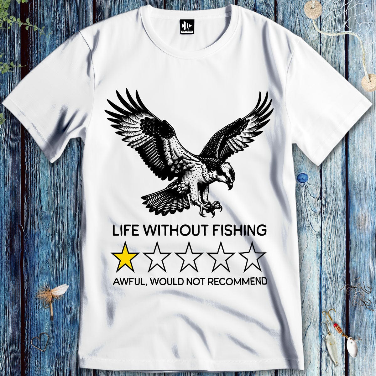 fish-room llc T-Shirt White / S Life without fishing: One-star review T-Shirt