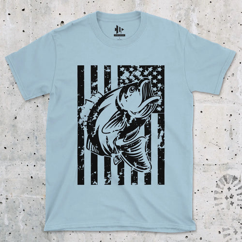 Light Blue, Bass Fishing USA Tee – fish-room