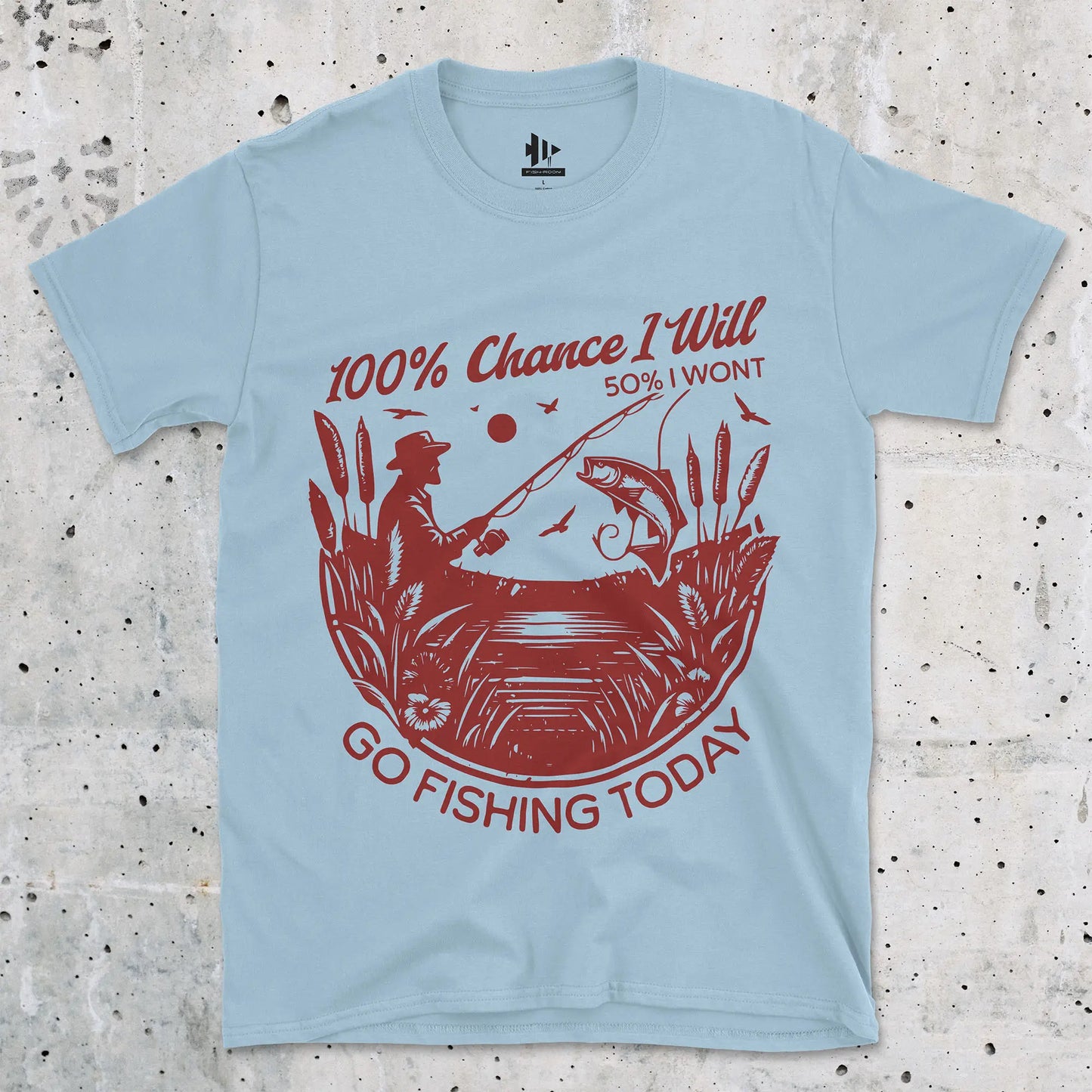 100% Fishing Day Tee Light Blue T-Shirt