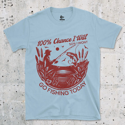 100% Fishing Day Tee Light Blue T-Shirt