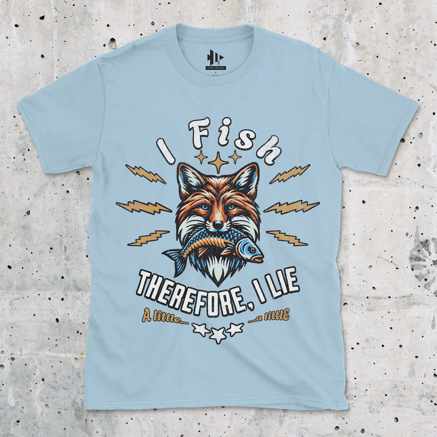 Light Blue, I Fish, Therefore I Lie... A Little Tee – fish-room