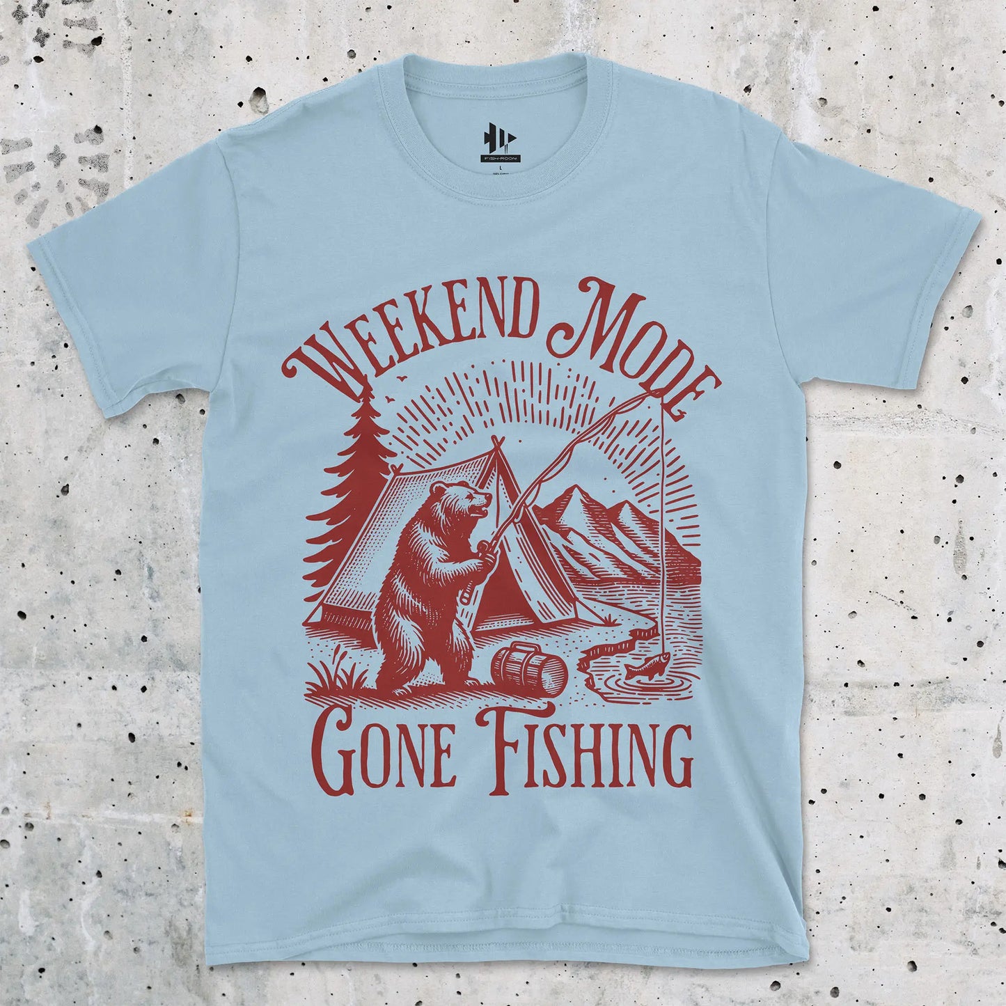 Light Blue, Weekend Mode: Gone Fishing Tee – fish-room