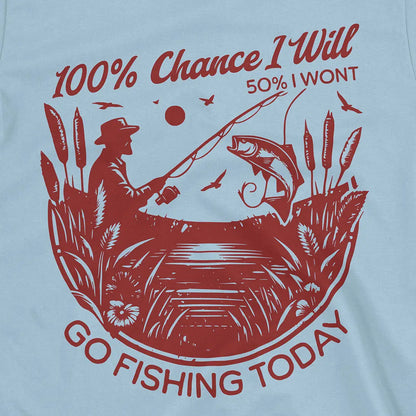 100% Fishing Day Tee Light Blue T-Shirt