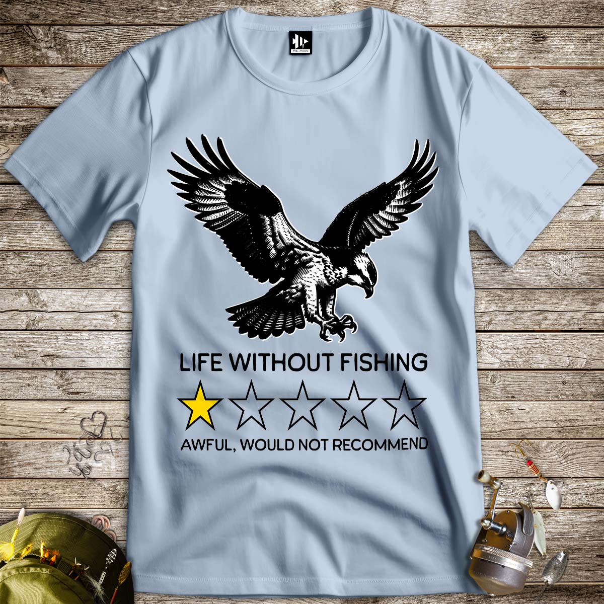 Life without fishing: One-star review Tee-funny fishing t shirt-FISH-ROOM LLC