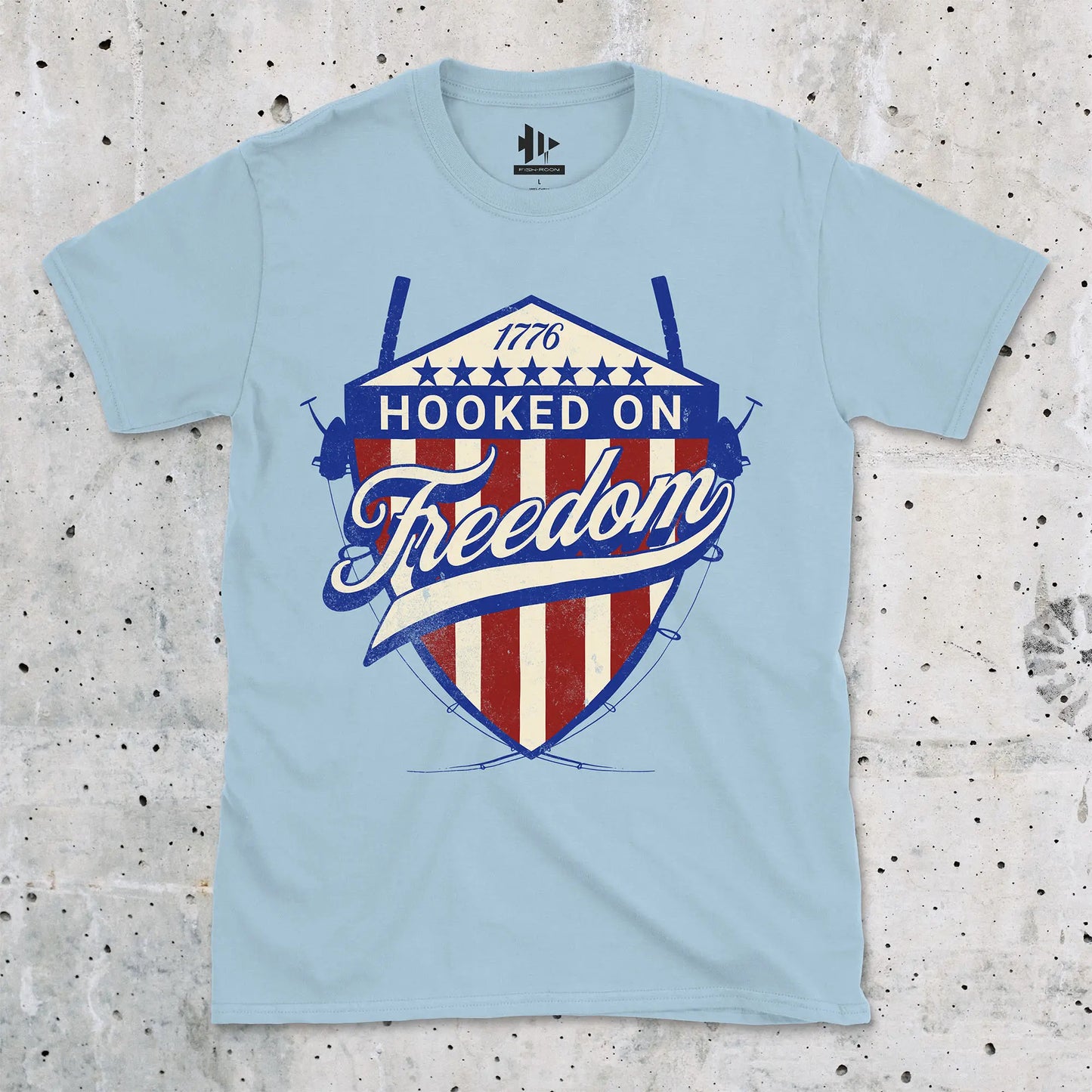 Light Blue, Hooked On Freedom Tee – fish-room