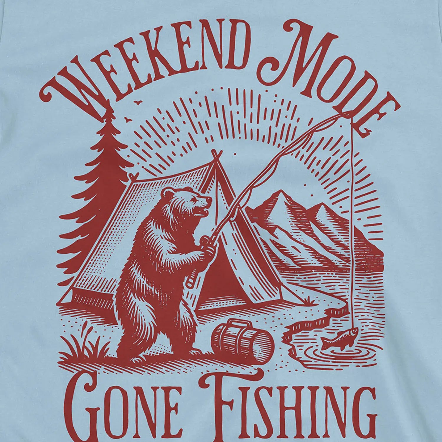 Light Blue, Weekend Mode: Gone Fishing Tee – fish-room