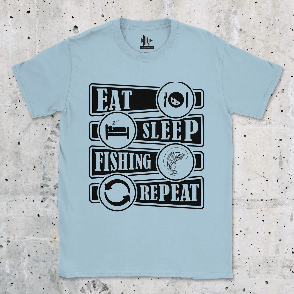 Light Blue, Eat Sleep Fishing Repeat Tee – fish-room